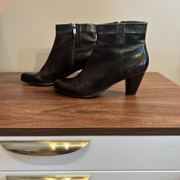 Regarde-Le-Ciel Womens Boot Sz 41 9.5 Black Leather Bootie Block Heel Ankle - Picture 5 of 12